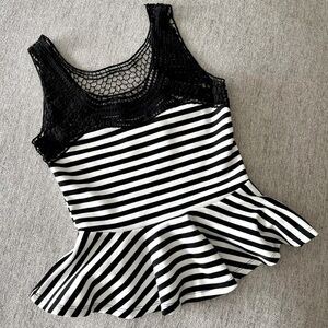Black & White Top with Peplum.